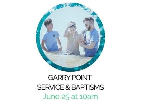 Service and baptisms at Garry Point